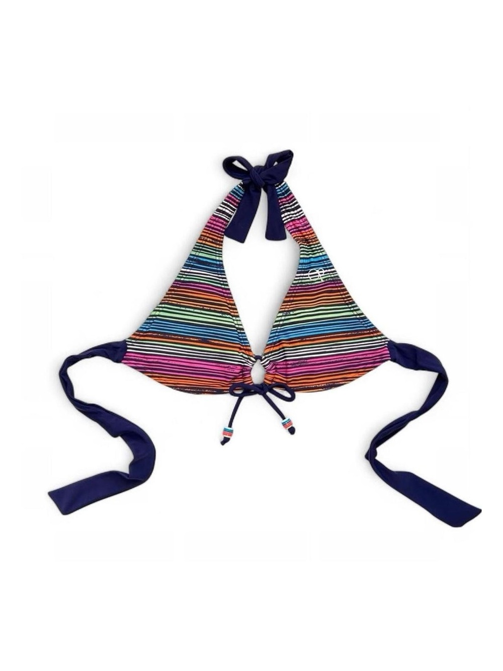 Y2K 2000s OP Ocean Pacific Multicolor Striped Halter Bikini Top